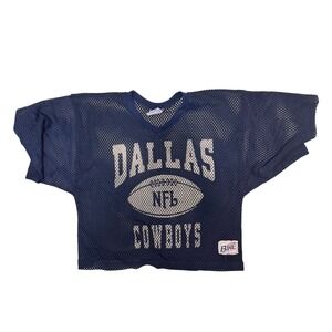 Vintage 80s Bike Dallas Cowboys NFL Mesh Jersey Navy Blue Made in USA Large